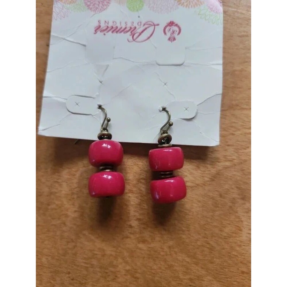 Premier 50s pink lady vibe pink double bead earrings